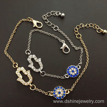 High Quality Silver And Gold Color Evil Eye Diamond Bracelet